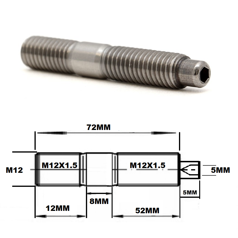 M12X1.5 GRADE 5 TITANIUM STUD